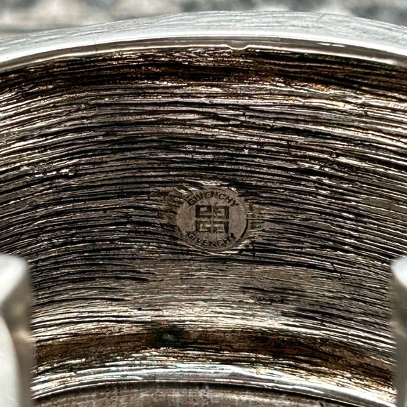 Vintage 80s Rare Givenchy Wide Cuff Two Tone Bracelet & Clip On Earrings Bundle - Picture 7 of 16